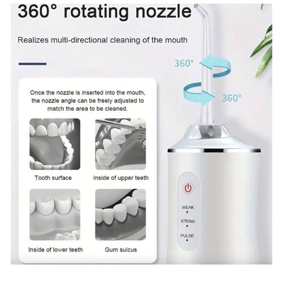 Oral Irrigator Portable Dental Water Flosser USB Rechargeable Water Jet Floss - Picture 2 of 8